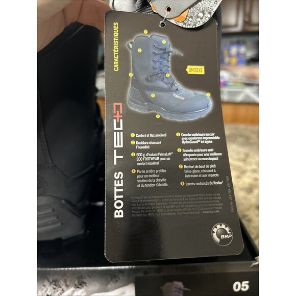 Ski-Doo Tec Snowmobile Boots Unisex Size 5 Black Skidoo Steel Toe - Picture 6 of 9